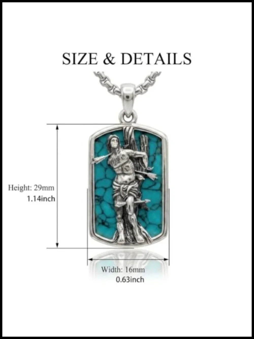 Saint Sebastian Pendant Necklace Stainless Steel Chain Patron Saint Amulet